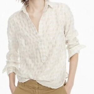 J Crew iridescent, gold and cream gingham shirt